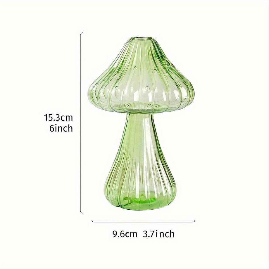 Charmante magentafarbene Glasvase in Pilzform - handgefertigter, transparenter hydroponischer Blumentopf für Heimdekoration