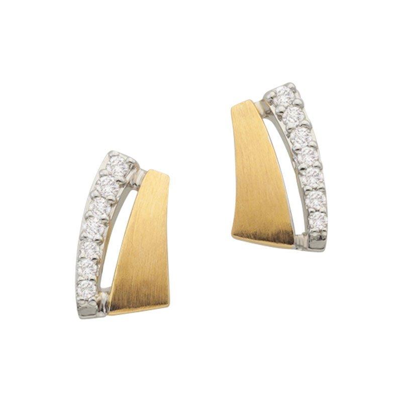 MUAU Schmuck  Clous d'oreilles bicolores or jaune/blanc 750 diamant 0.11ct. 10x6mm 