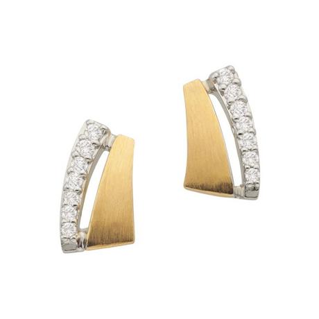 MUAU Schmuck  Clous d'oreilles bicolores or jaune/blanc 750 diamant 0.11ct. 10x6mm 