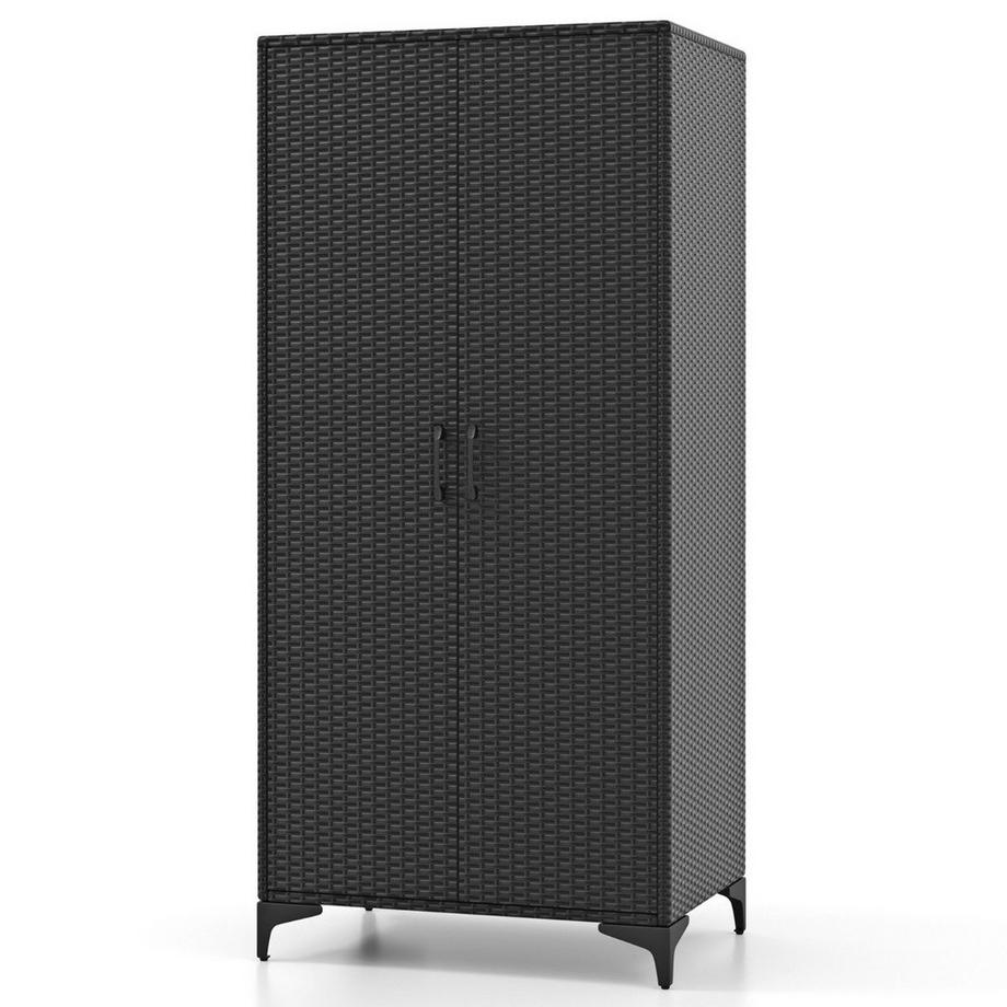 Armadio in rattan PE con 2 ante & appendiabiti & armadio 4 scomparti