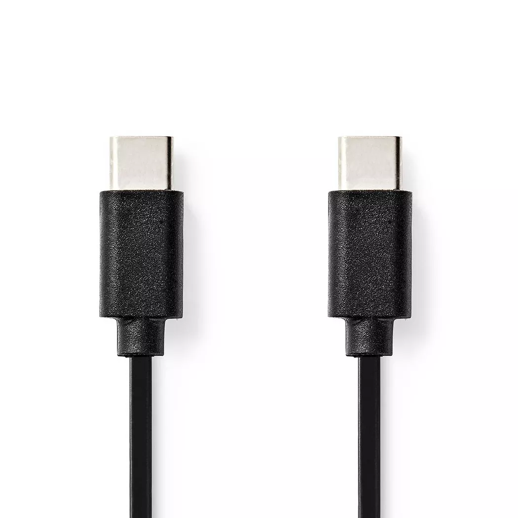 Nedis – USB-Kabel | USB 2.0 USB-C™ Stecker 60 W 480 Mbps Vernickelt 1,00 m Rund PVC Schwarz Etikett, One Size