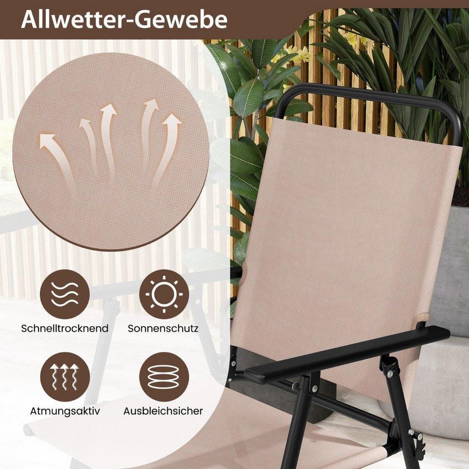 Northix 3 tlg. Outdoor-Bistro-Set Terrassen-Bartisch mit 2 Klappbaren Stühlen & Sonnenschirmloch Beige  