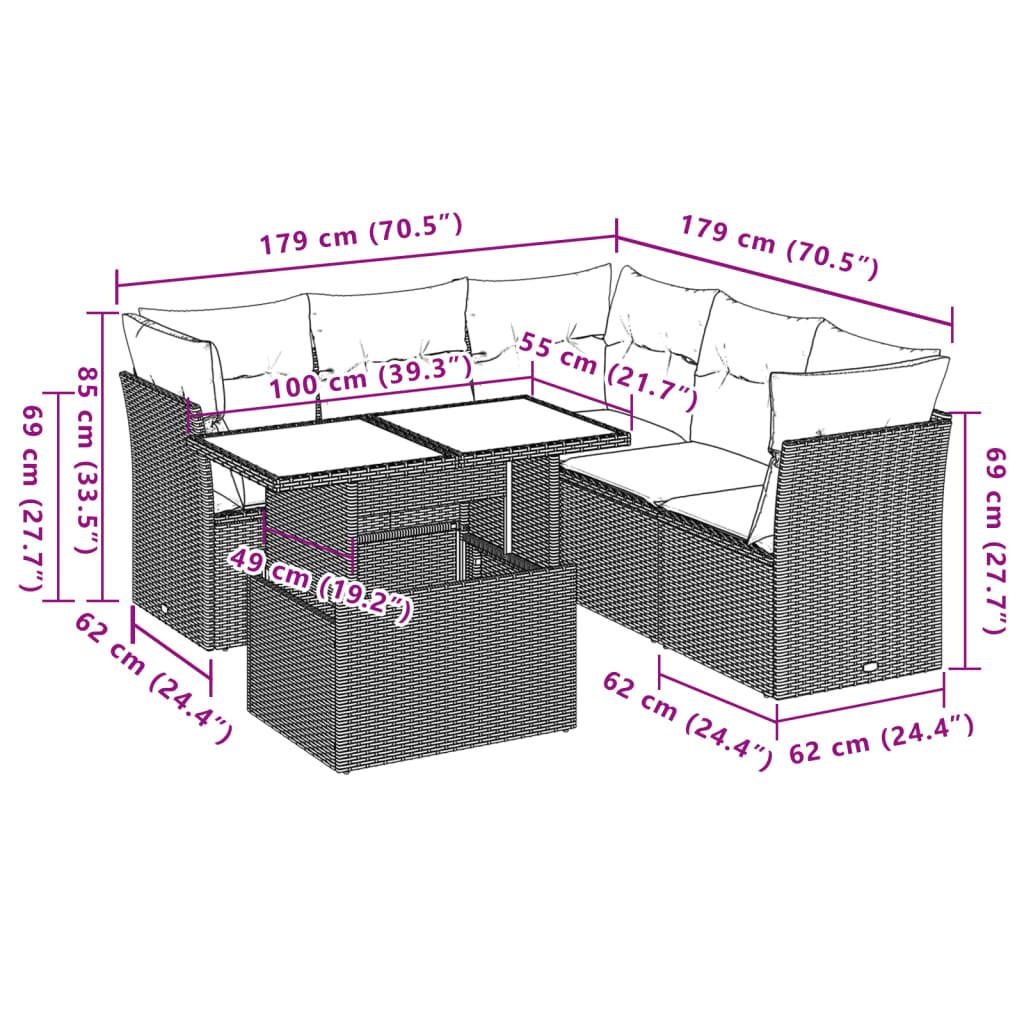 VidaXL set divano da giardino Polirattan  