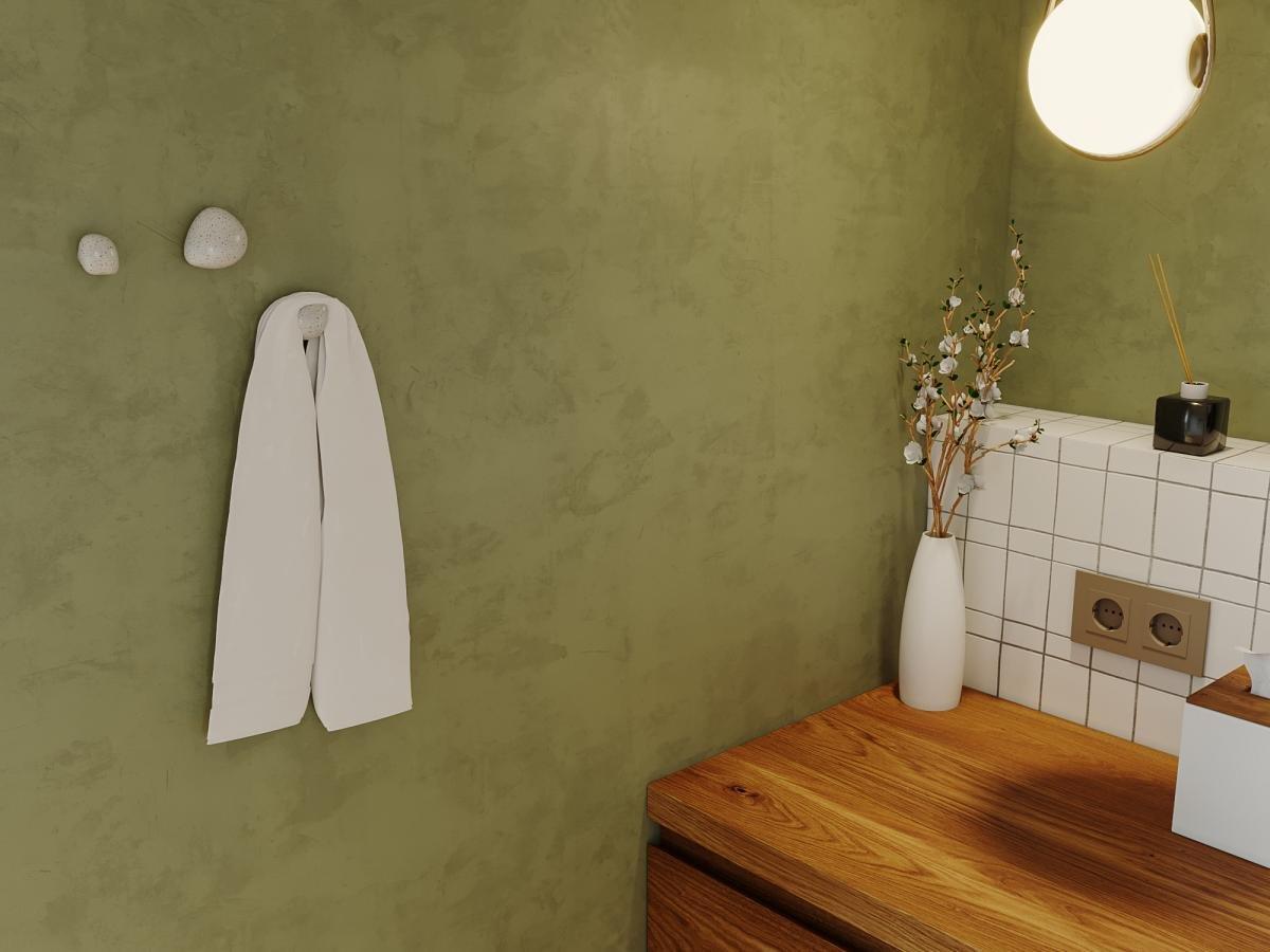 Vente-unique 3er-Set Wandaufhänger Badezimmer - Terrazzo - 3 Größen - STOCHI  