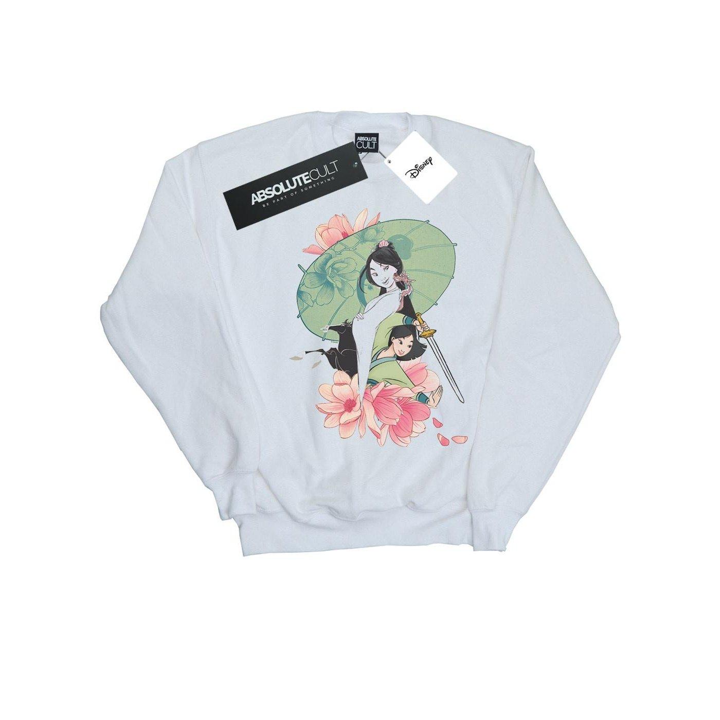 Image of Mulan Magnolia Collage Sweatshirt Unisex Weiss 116