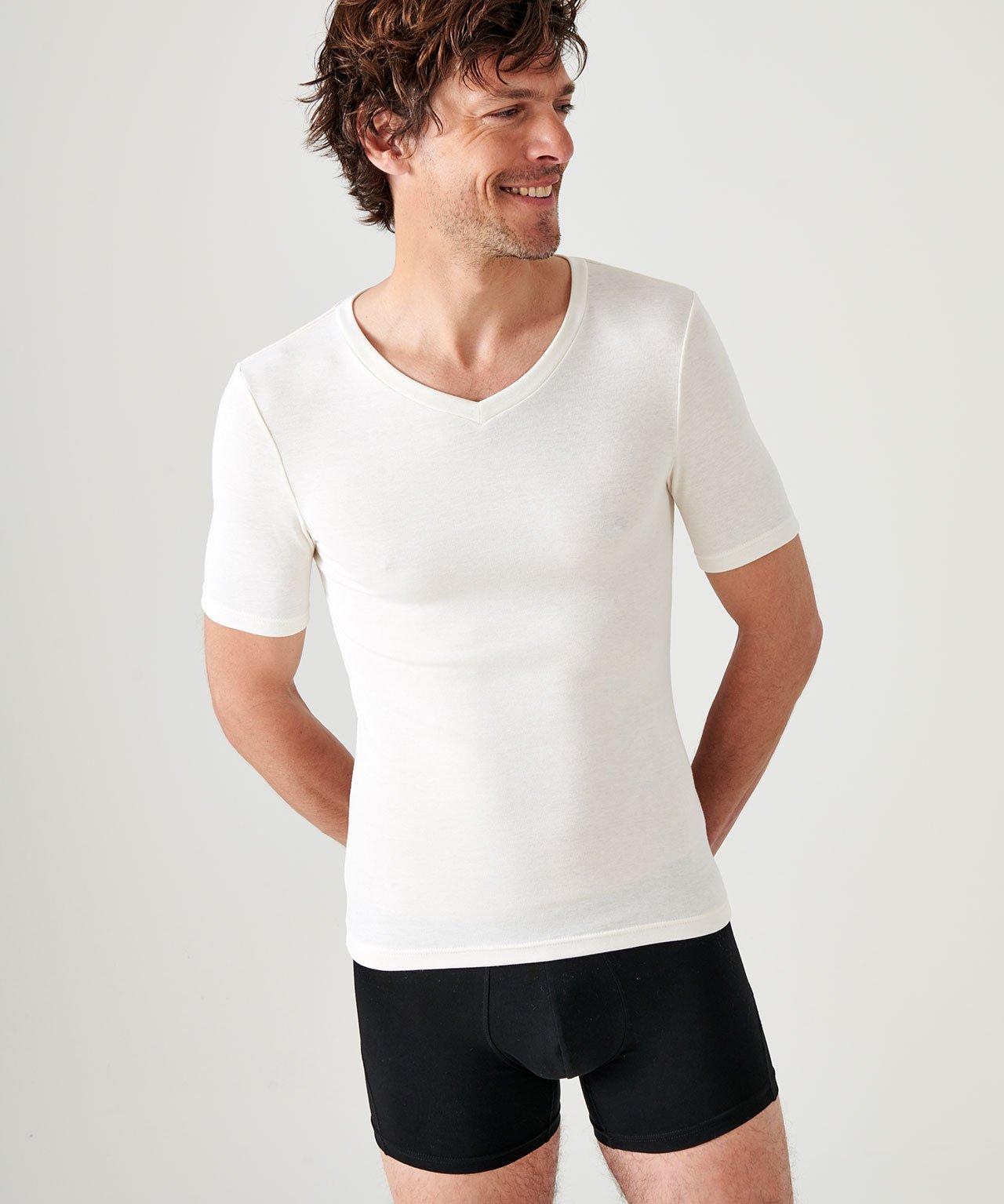Image of T-shirt Mit V-ausschnitt. Herren Weiss M