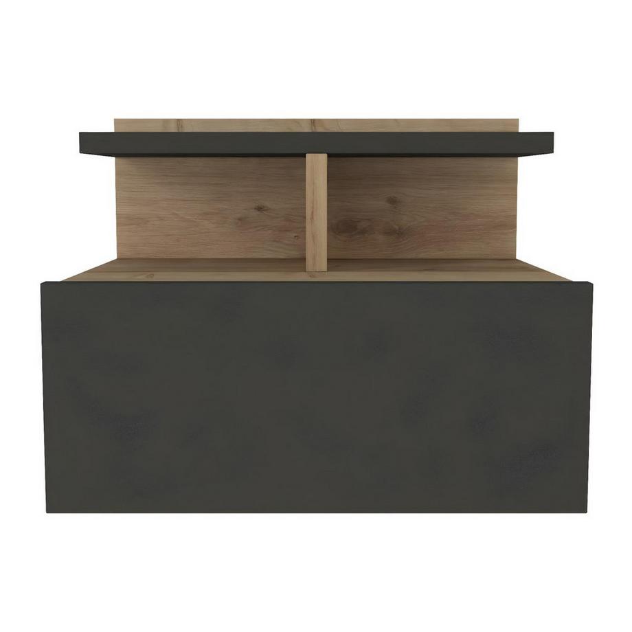 Vente-unique 2er-Set Nachttische hängend - 1 Schublade - Holzfarben & Anthrazit - AZELNO  