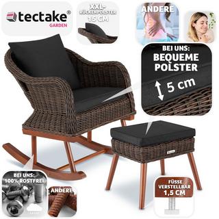 Tectake Fauteuil à bascule en rotin Rovigo avec repose-pieds Vibo  