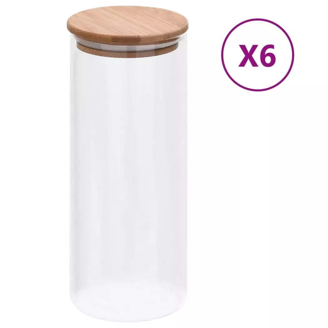 Pots de conservation en verre couvercle en bambou 6 pcs 1000 ml