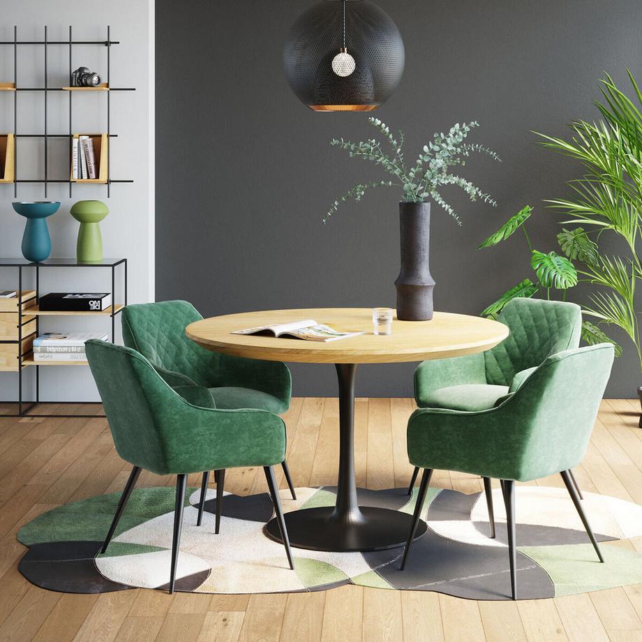 KARE Design Set di tavoli per inviti in rovere nero rotondo 120  