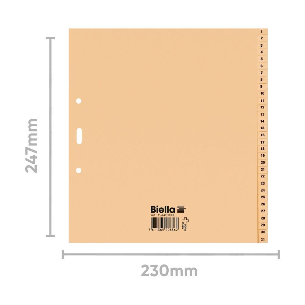 Biella  Répertoire en papier demi-format, 1-31 - Marron clair 