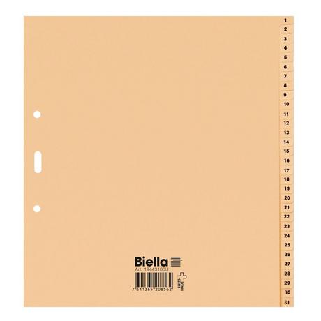 Biella  Répertoire en papier demi-format, 1-31 - Marron clair 