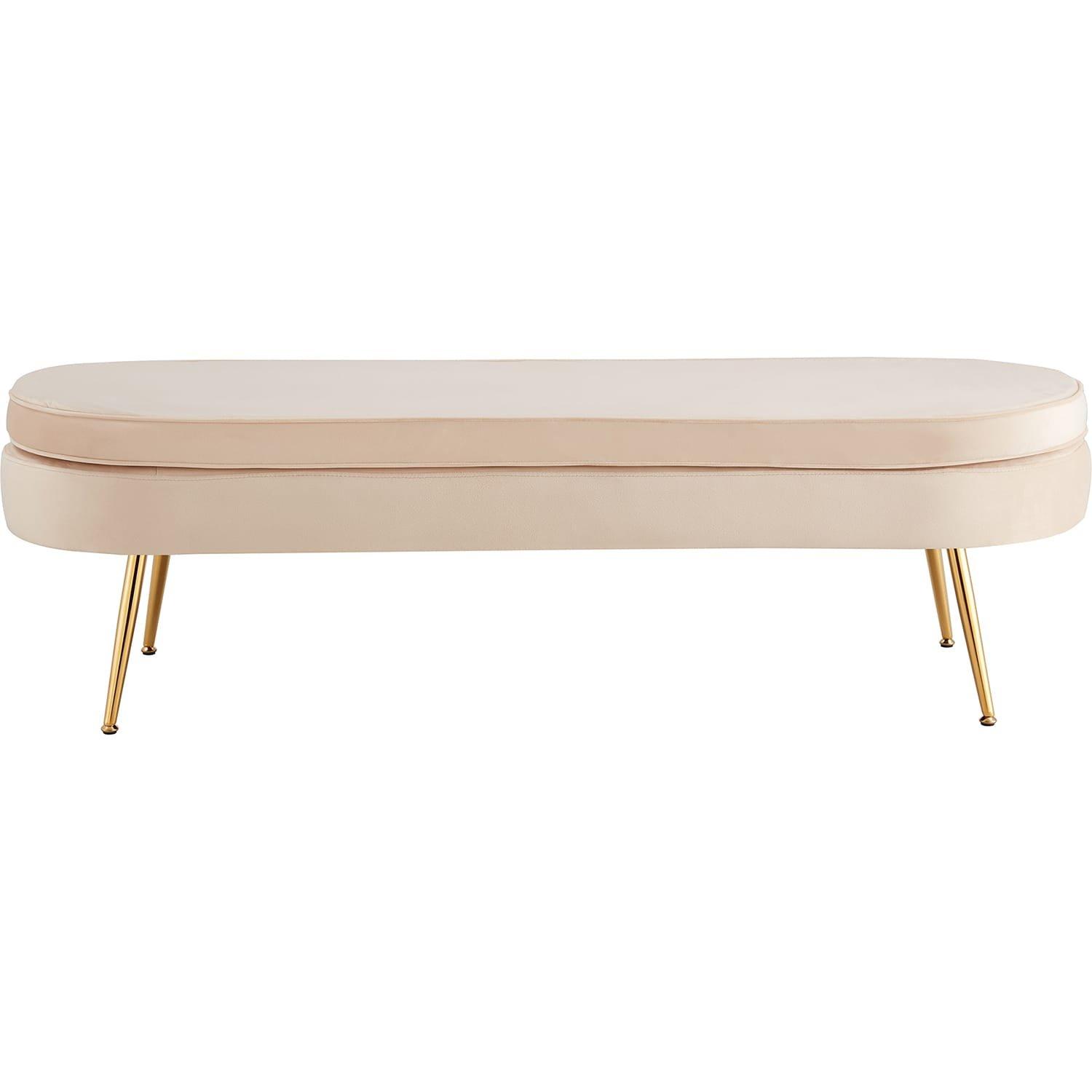 mutoni Pouf ovale velluto beige  