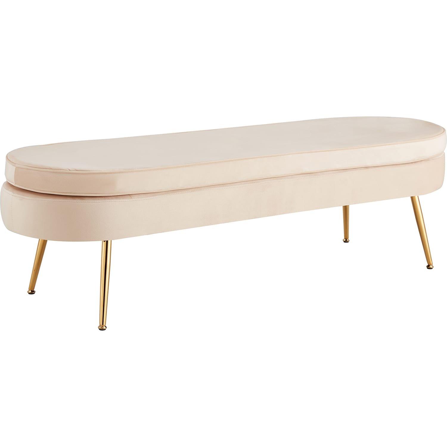 mutoni Pouf ovale velluto beige  