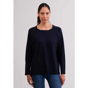 Kaschmir Rundhals Pullover mit Seitenschlitzen