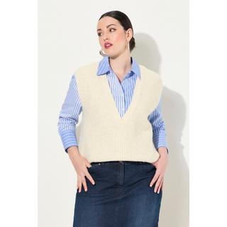 Ulla Popken  Gilet smanicato in maglia a costine con scollo a V 