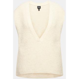 Ulla Popken  Gilet smanicato in maglia a costine con scollo a V 