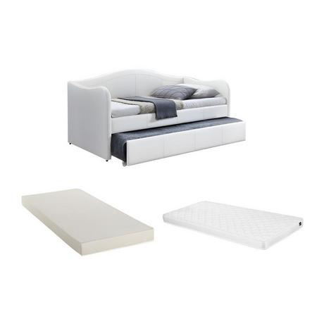 Vente-unique Divano letto a scomparsa 2 Similpelle Bianco + materasso MATHILDE  