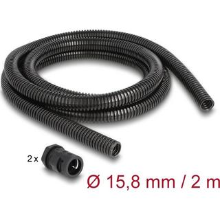 DeLock  Manicotto di protezione per cavo 2 mx 15,8 mm con set di raccordi per guaina PG11 nero 