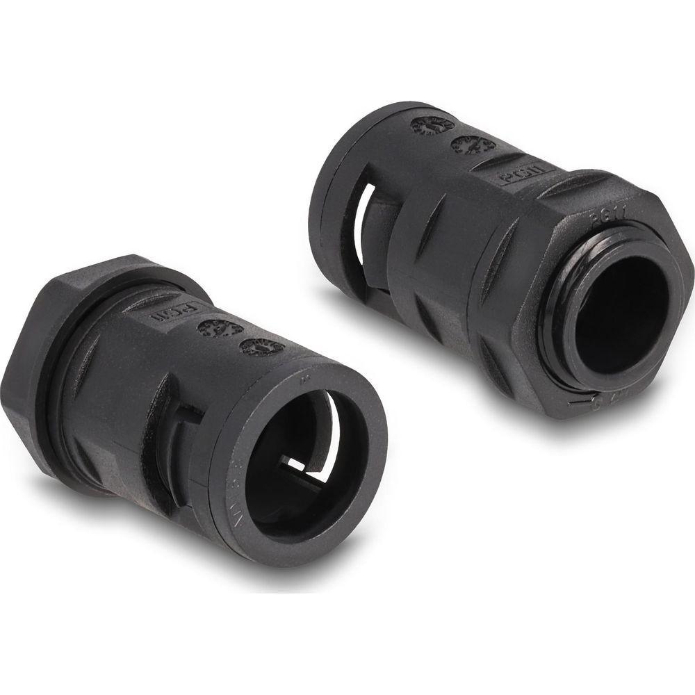 DeLock  Manicotto di protezione per cavo 2 mx 15,8 mm con set di raccordi per guaina PG11 nero 