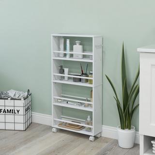 Northio Rollwagen, Schmaler Servierwagen mit 4 Etagen, Griffe, Aufbewahrungswagen für Küche, Wohnzimmer, Weiß, 45 x 15 x 91 cm  