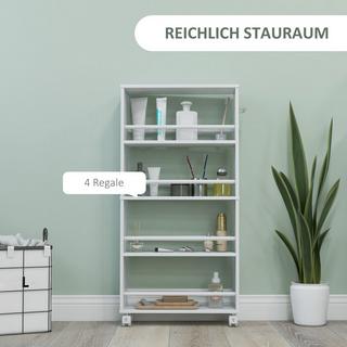 Northio Rollwagen, Schmaler Servierwagen mit 4 Etagen, Griffe, Aufbewahrungswagen für Küche, Wohnzimmer, Weiß, 45 x 15 x 91 cm  