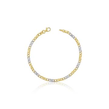 Bracelet Carrera bicolore jaune/blanc or 750, 19cm, 3.5mm