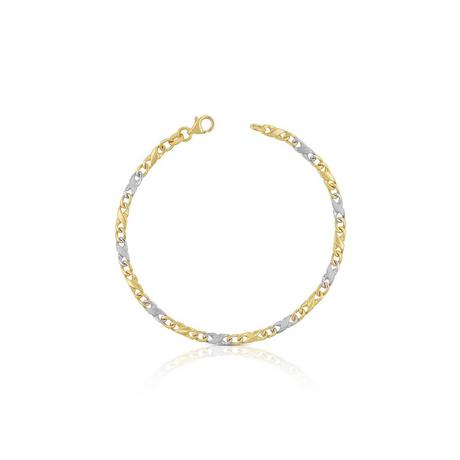 MUAU Schmuck  Bracelet Carrera bicolore jaune/blanc or 750, 19cm, 3.5mm 