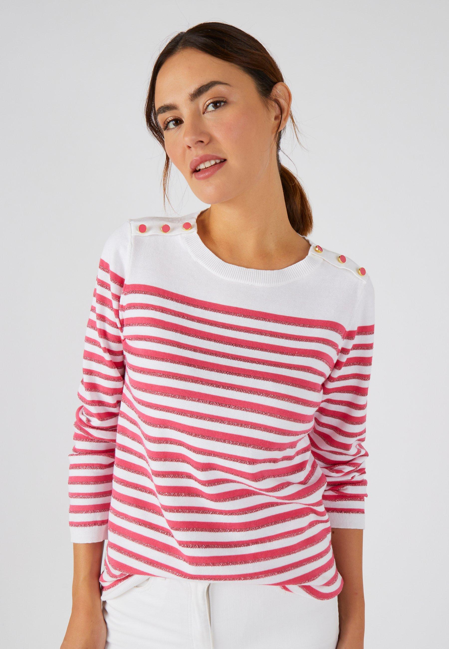 Image of Shirt Mit Glanzstreifen. Damen Rosa 46/48
