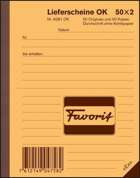 Favorit FAVORIT Lieferscheine D A6 9281 OK rot/weiss 50x2 Blatt  