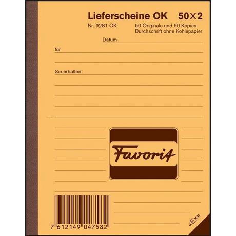 Favorit FAVORIT Lieferscheine D A6 9281 OK rot/weiss 50x2 Blatt  