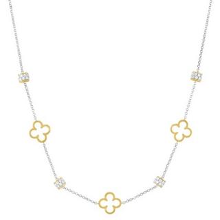 Charles Garnier  Collana LÉGENDE bicolore con Beads Trifoglio in Argento Dorato e ossidi di zirconio 