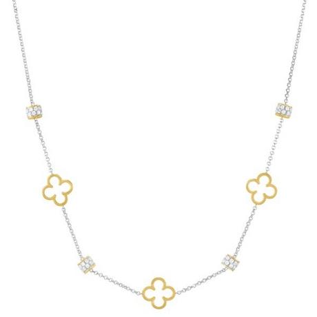 Charles Garnier  Collana LÉGENDE bicolore con Beads Trifoglio in Argento Dorato e ossidi di zirconio 