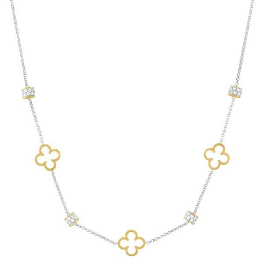 Collana LÉGENDE bicolore con Beads Trifoglio in Argento Dorato e ossidi di zirconio