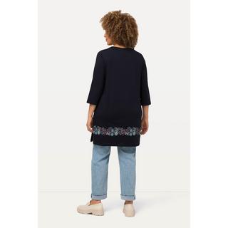 Ulla Popken  Shirt, Zierbänder, A-Linie, V-Ausschnitt, 3/4-Arm 