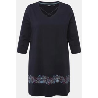 Ulla Popken  Shirt, Zierbänder, A-Linie, V-Ausschnitt, 3/4-Arm 