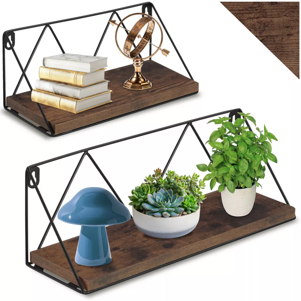 tectake Wall Shelves Rockport in Brown