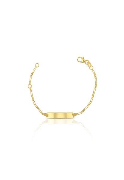 MUAU Schmuck  Bracelet d'insigne or jaune 750 figaro, 1.8mm, 14cm 