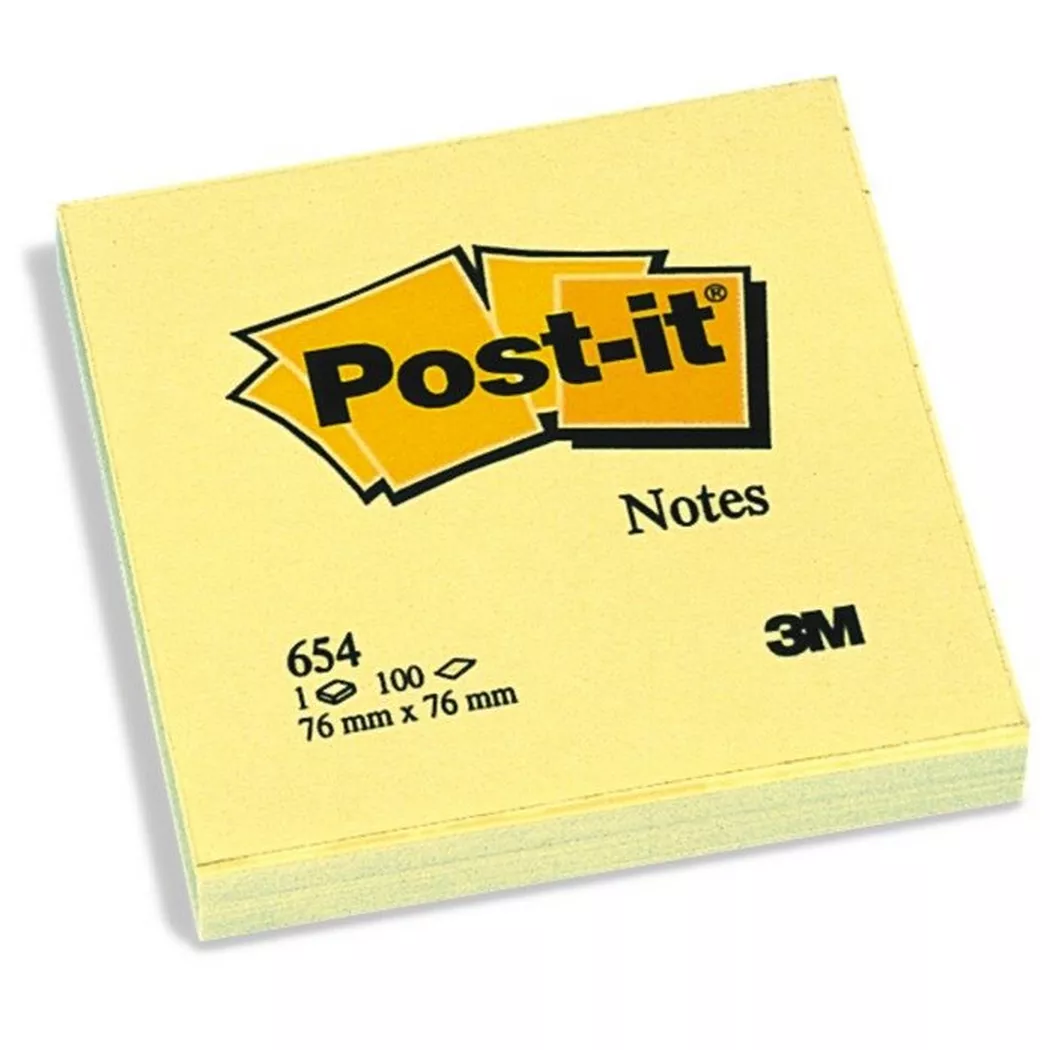 Post it - POST-IT Block 76x76mm 654Y gelb/100 Blatt,