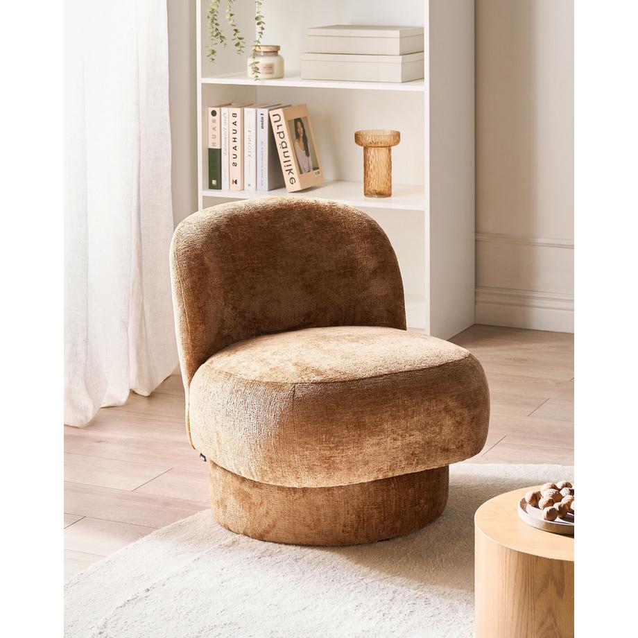 Beliani Fauteuil pivotant en Tissu chenille Rétro AYLO  
