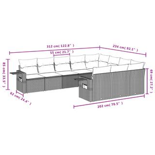 VidaXL Ensemble de canapés de jardin rotin synthétique  