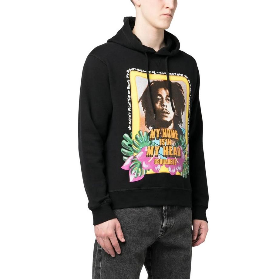 DSQUARED2 Felpa con cappuccio stampa Bob Marley  
