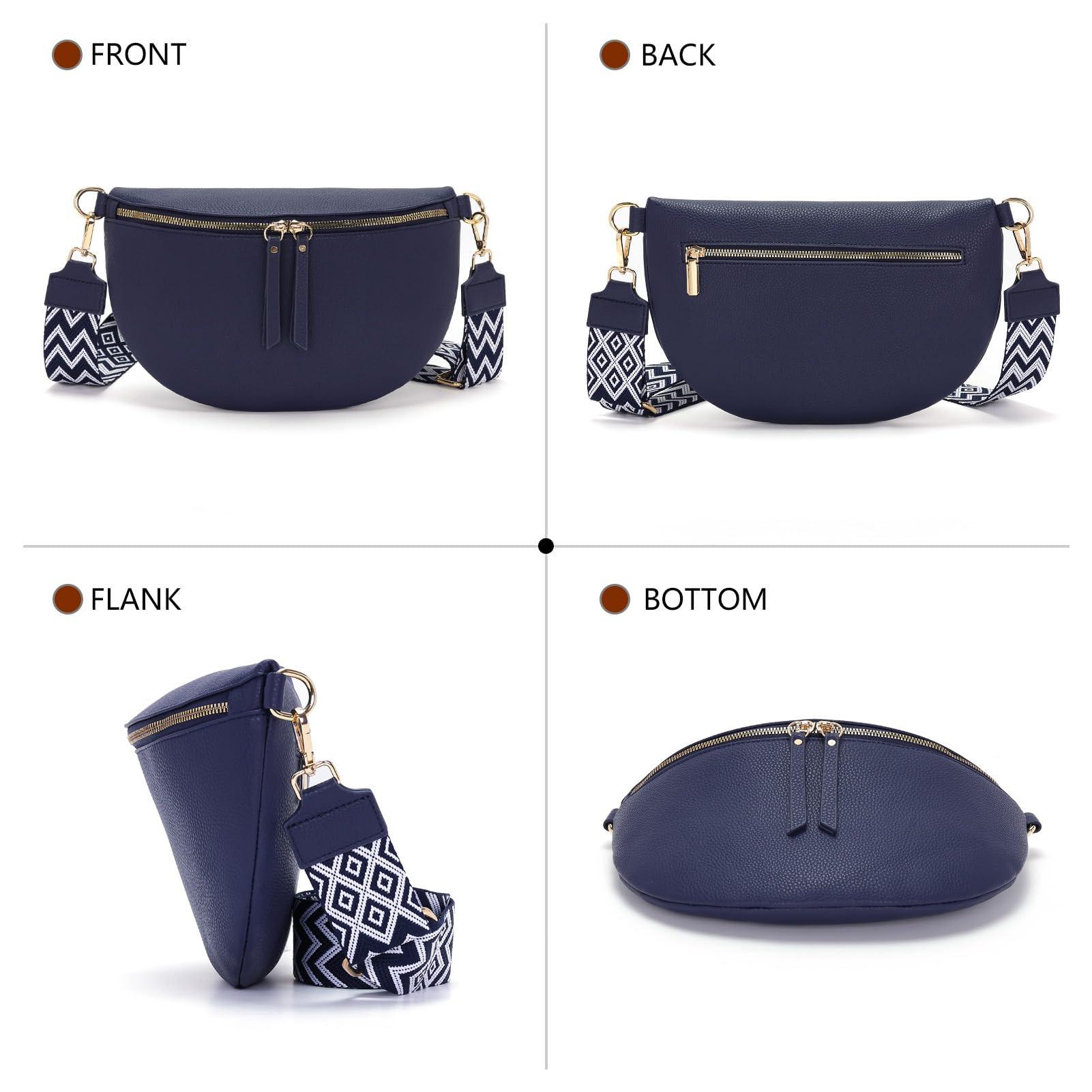 Only-bags.store Große Vegane Leder Gürteltasche Umhängetasche mit Breitem Riemen  