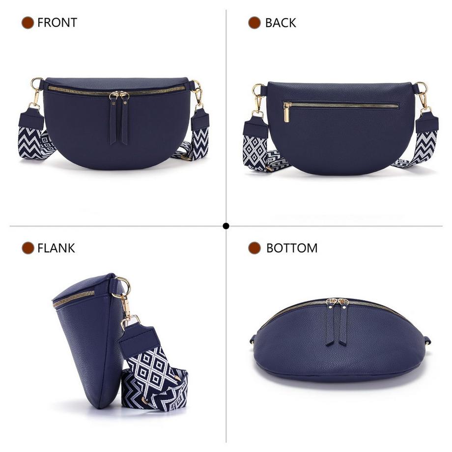 Only-bags.store Grand Sac Banane en Cuir Vegan Sac Bandoulière avec Large Sangle  