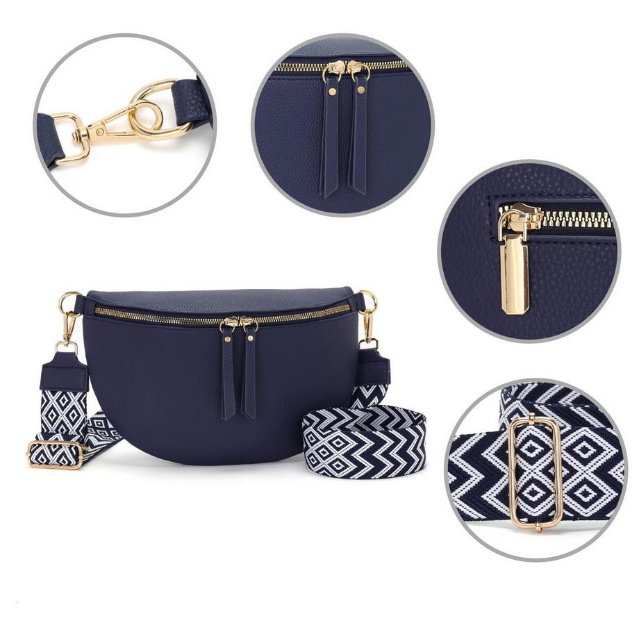 Only-bags.store Grand Sac Banane en Cuir Vegan Sac Bandoulière avec Large Sangle  