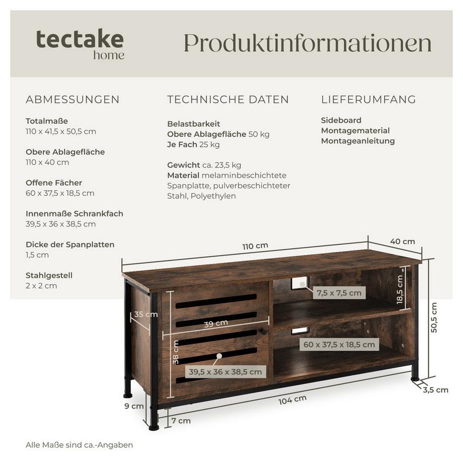 Tectake Meuble pour téléviseur GALWAY style industriel  