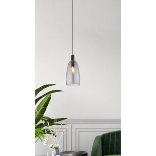 mutoni Lampe à suspension Garri métal verre noir mat 1xE14  