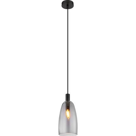 mutoni Lampe à suspension Garri métal verre noir mat 1xE14  