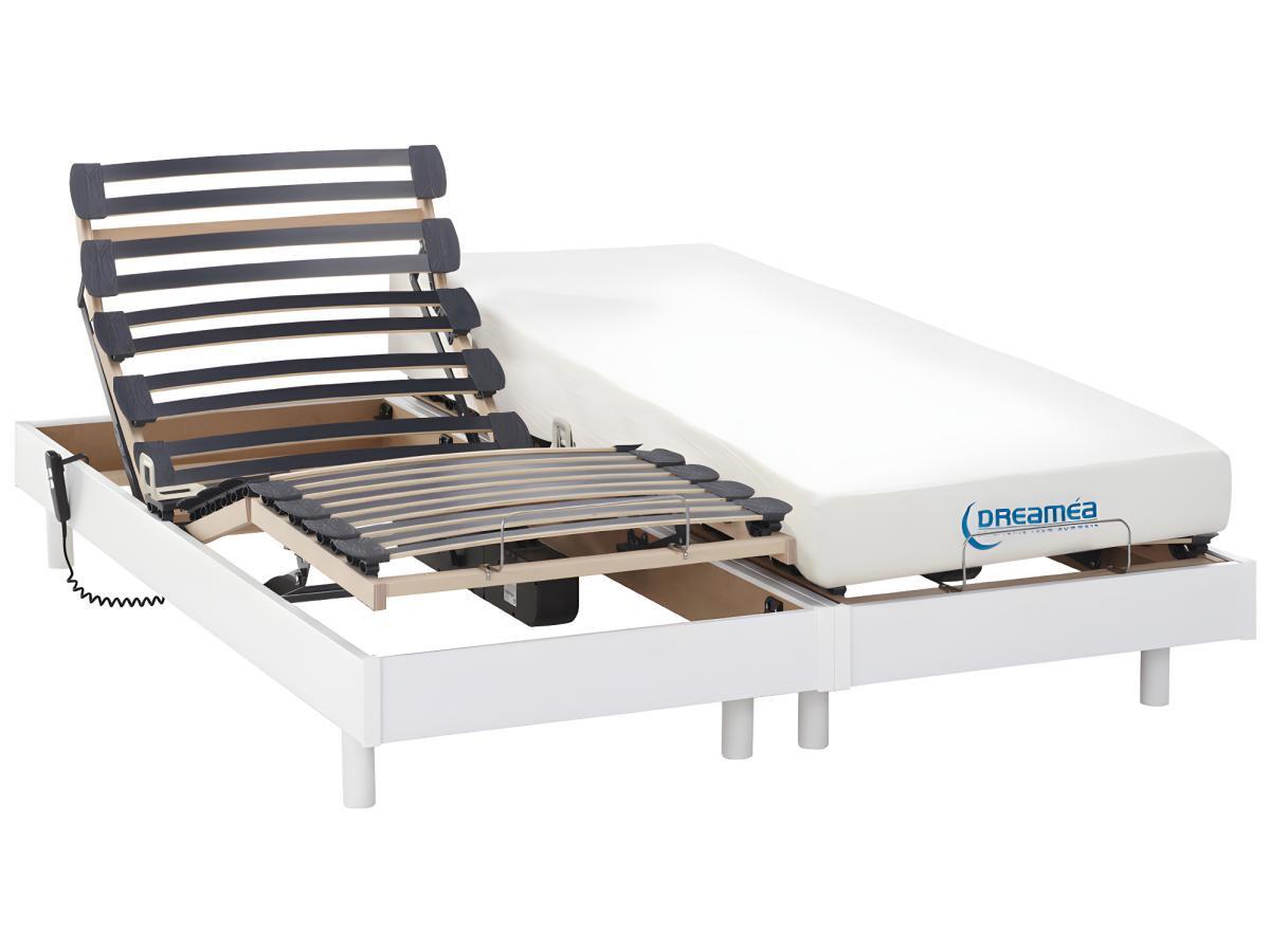 Vente-unique Letto elettrico relax materasso memory 2 bianco HERACLES di DREAMEA  