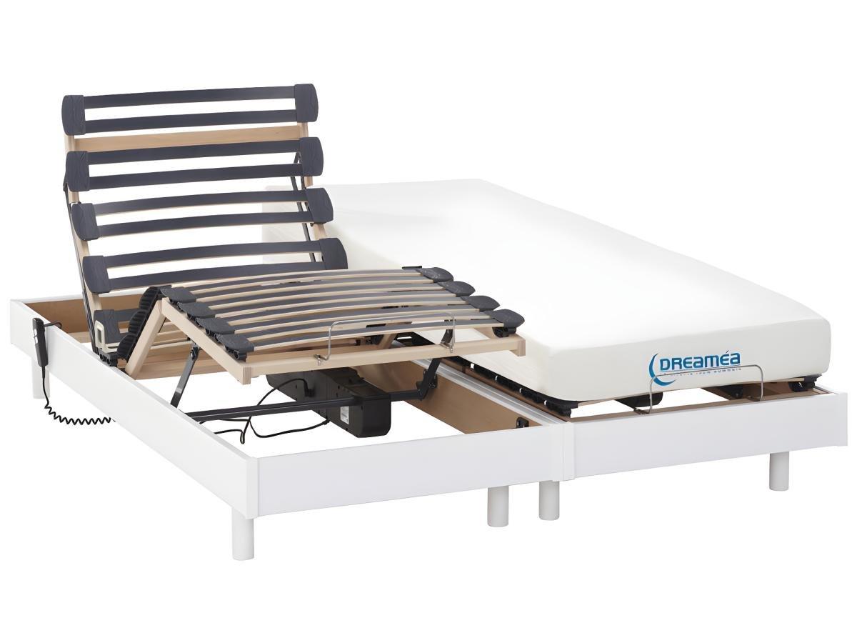 Vente-unique Letto elettrico relax materasso memory 2 bianco HERACLES di DREAMEA  